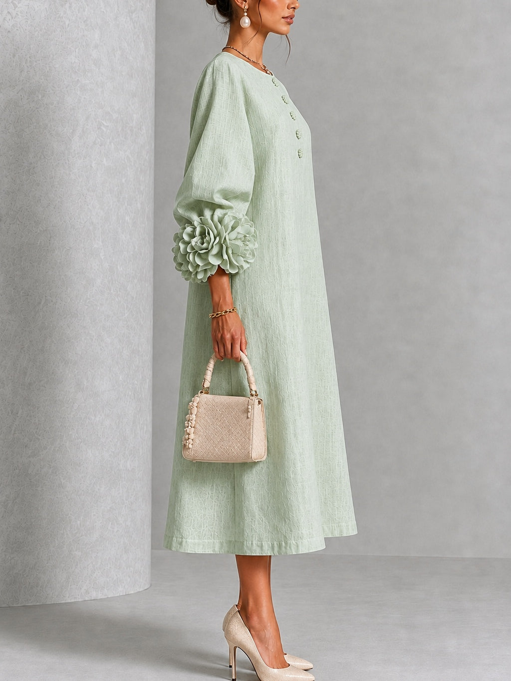 Sienna | Abito midi con polsini floreali