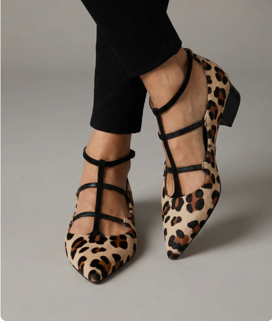 Sandali con lacci a stampa leopardata Bridget