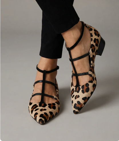Sandali con lacci a stampa leopardata Bridget