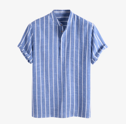 Thomas | Camicia in lino da uomo a righe blu estiva