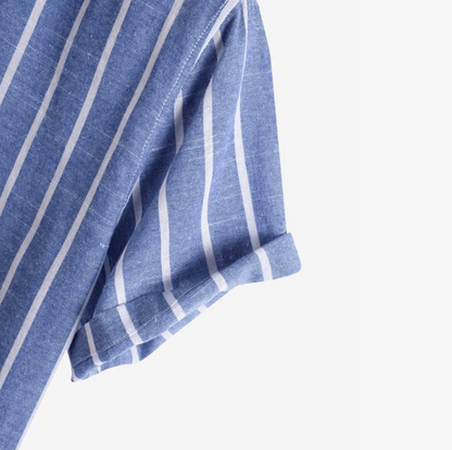 Thomas | Camicia in lino da uomo a righe blu estiva
