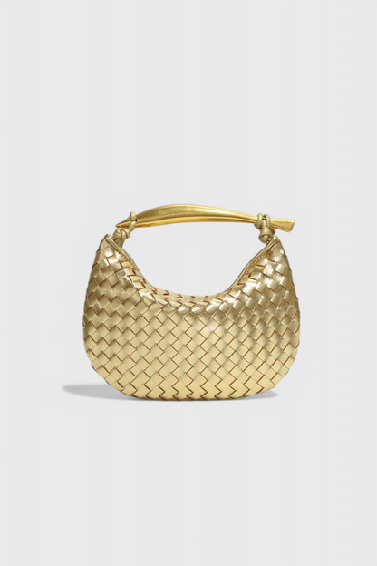 Borsa Gerda intrecciata con manico dorato