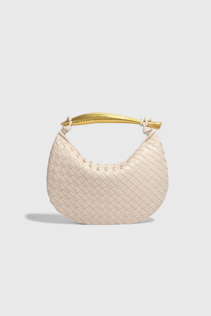 Borsa Gerda intrecciata con manico dorato
