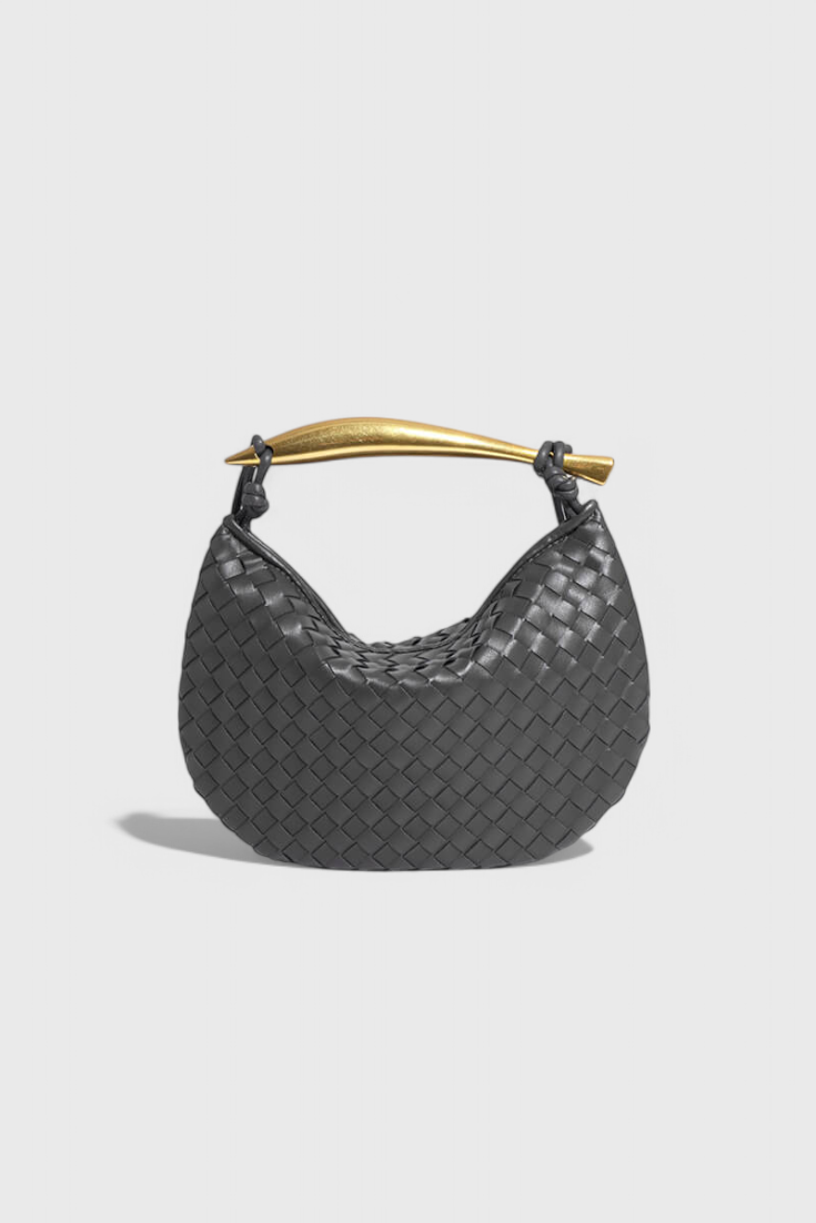 Borsa Gerda intrecciata con manico dorato