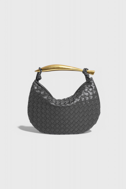 Borsa Gerda intrecciata con manico dorato