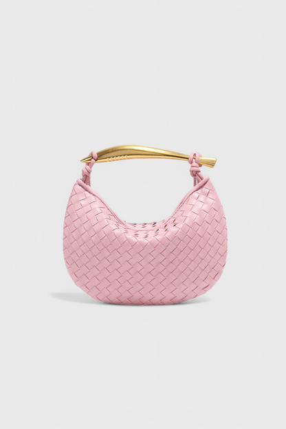 Borsa Gerda intrecciata con manico dorato