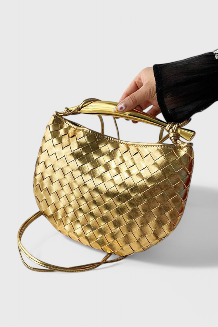 Borsa Gerda intrecciata con manico dorato