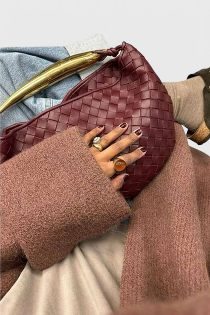 Borsa Gerda intrecciata con manico dorato