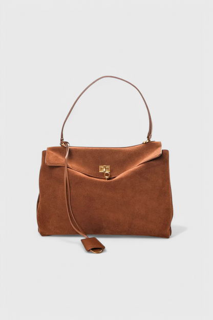 Borsa a tracolla in camoscio color henné