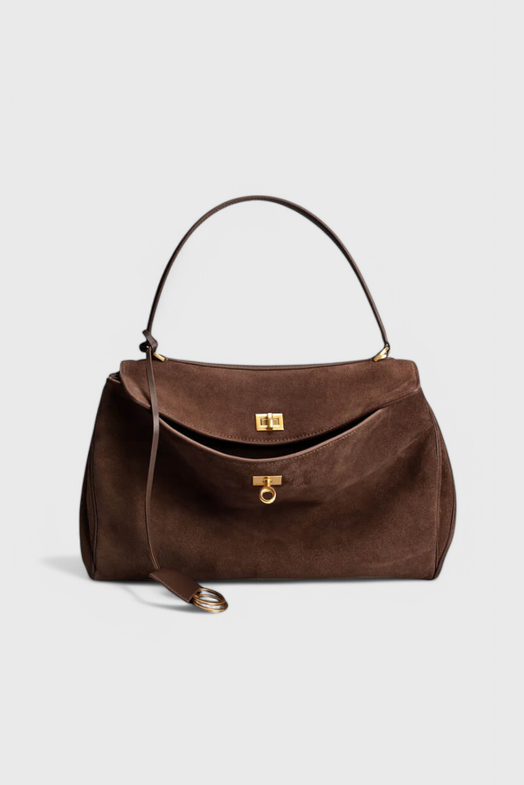 Borsa a tracolla in camoscio color henné