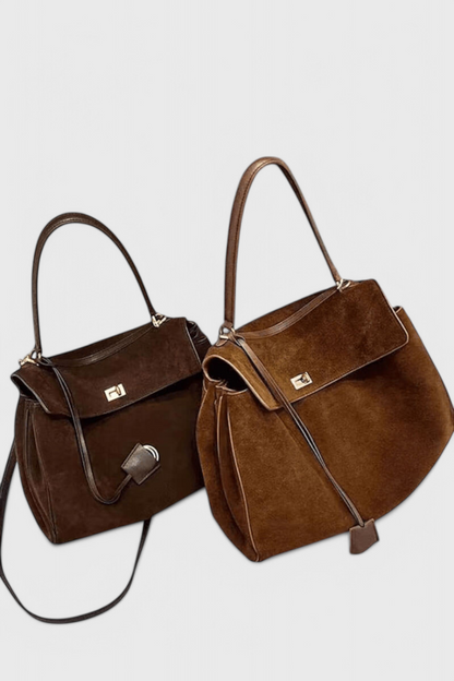 Borsa a tracolla in camoscio color henné
