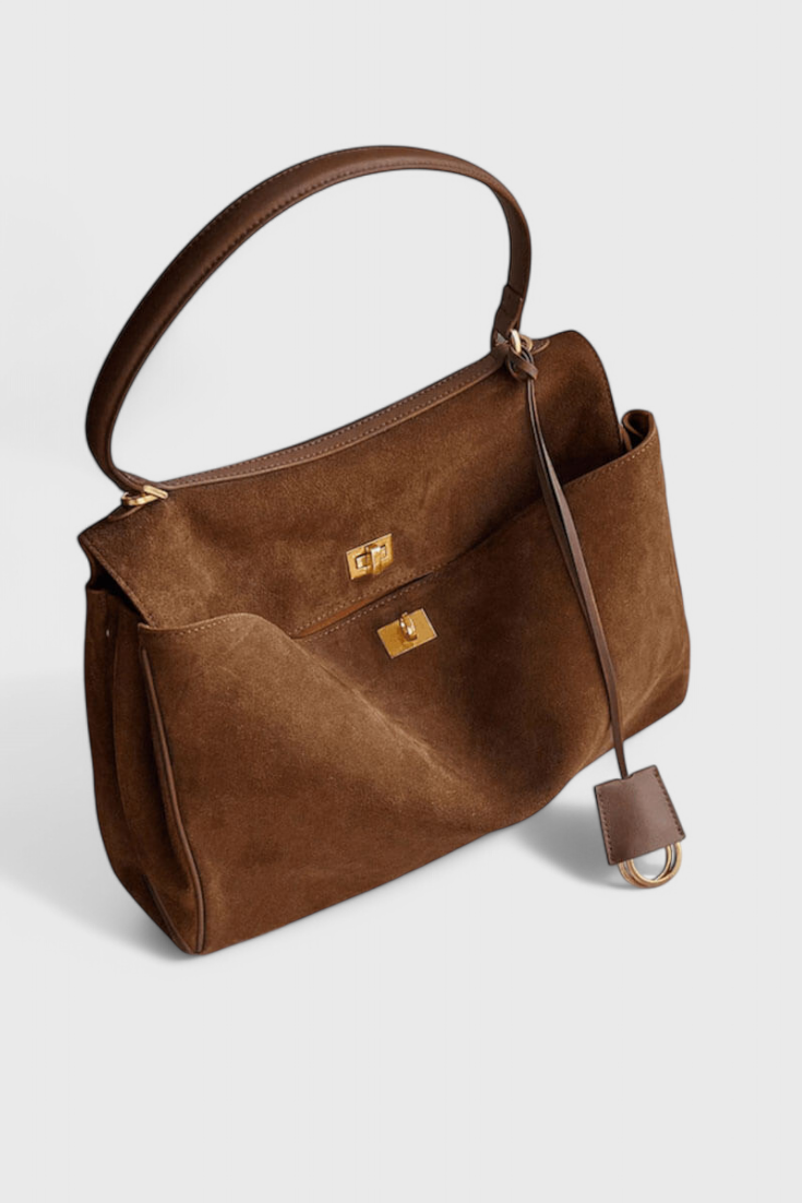 Borsa a tracolla in camoscio color henné