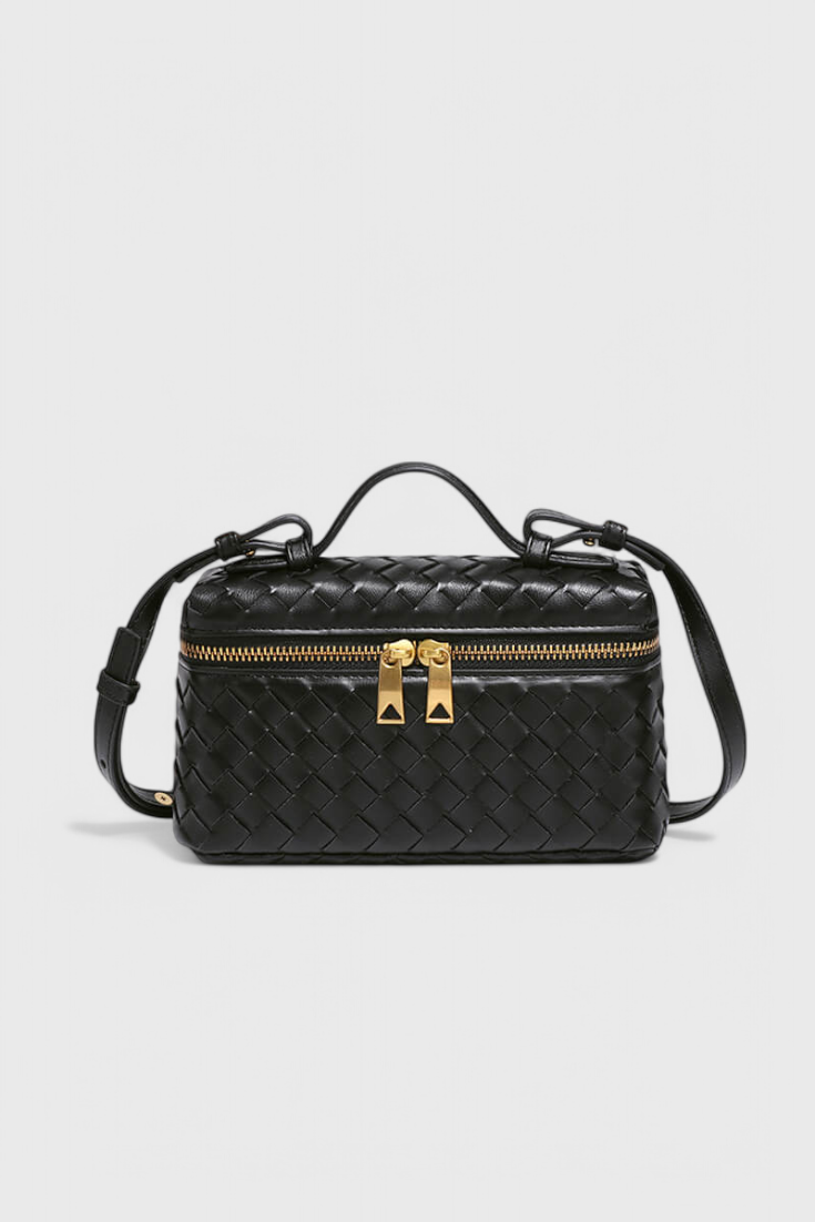 Milla Mini borsa a mano intrecciata con accessori dorati