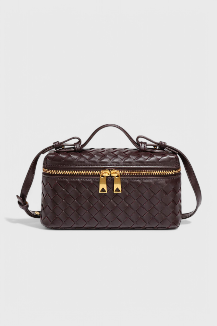 Milla Mini borsa a mano intrecciata con accessori dorati