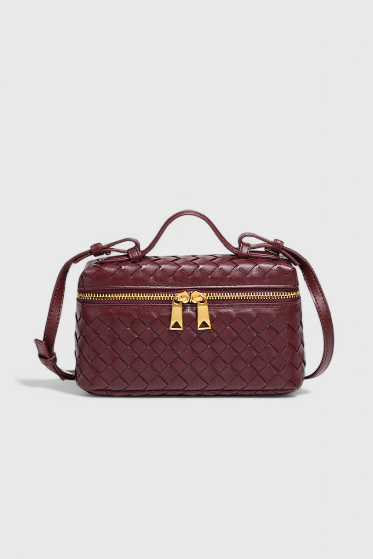 Milla Mini borsa a mano intrecciata con accessori dorati