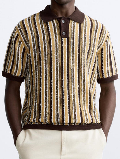 Polo in maglia rétro con motivo a righe
