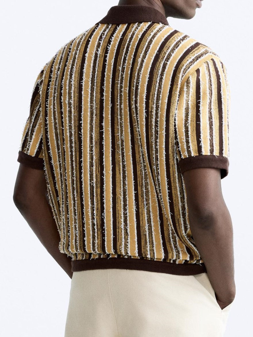 Polo in maglia rétro con motivo a righe