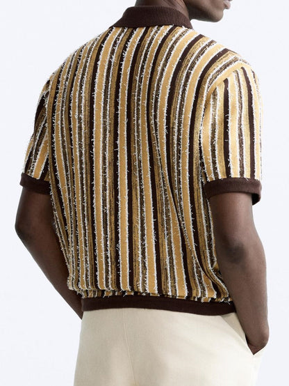 Polo in maglia rétro con motivo a righe