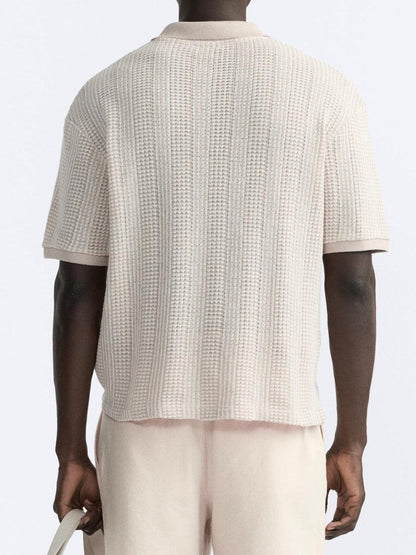 Polo lavorato a maglia strutturato con chiusura a zip