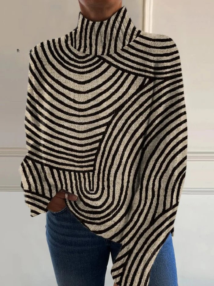 Sienna | Maglione a Collo Alto con Disegno a Mano Libera
