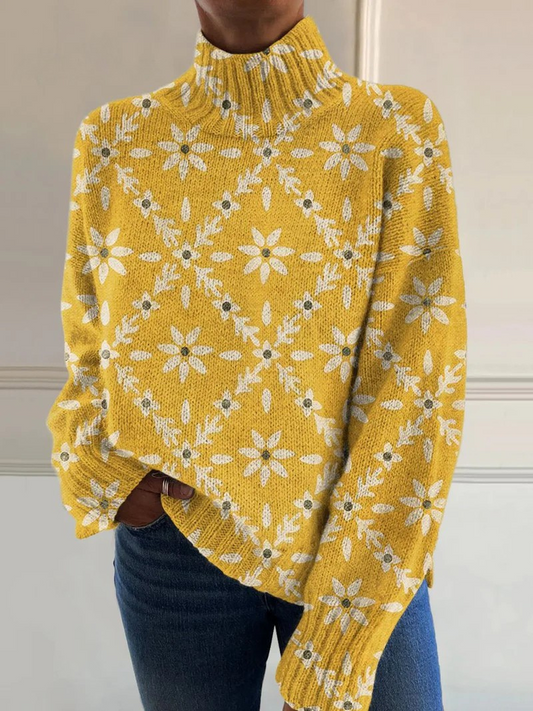 Georgia | Maglione a Collo Alto Color Block Vintage