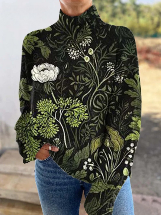 Willow | Maglione a Collo Alto Floreale Botanico