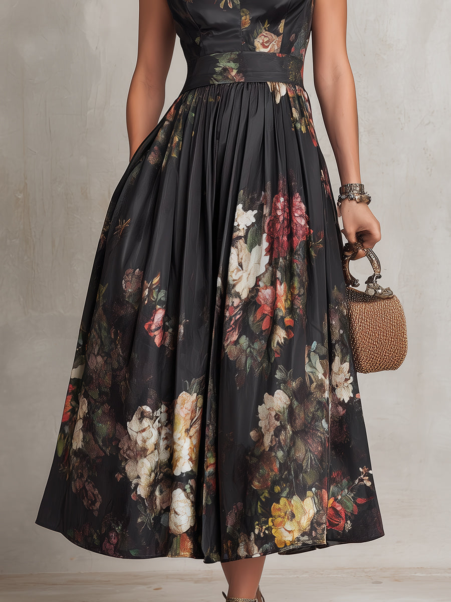 Theodosia | Abito Midi Floreale con Apertura a Goccia