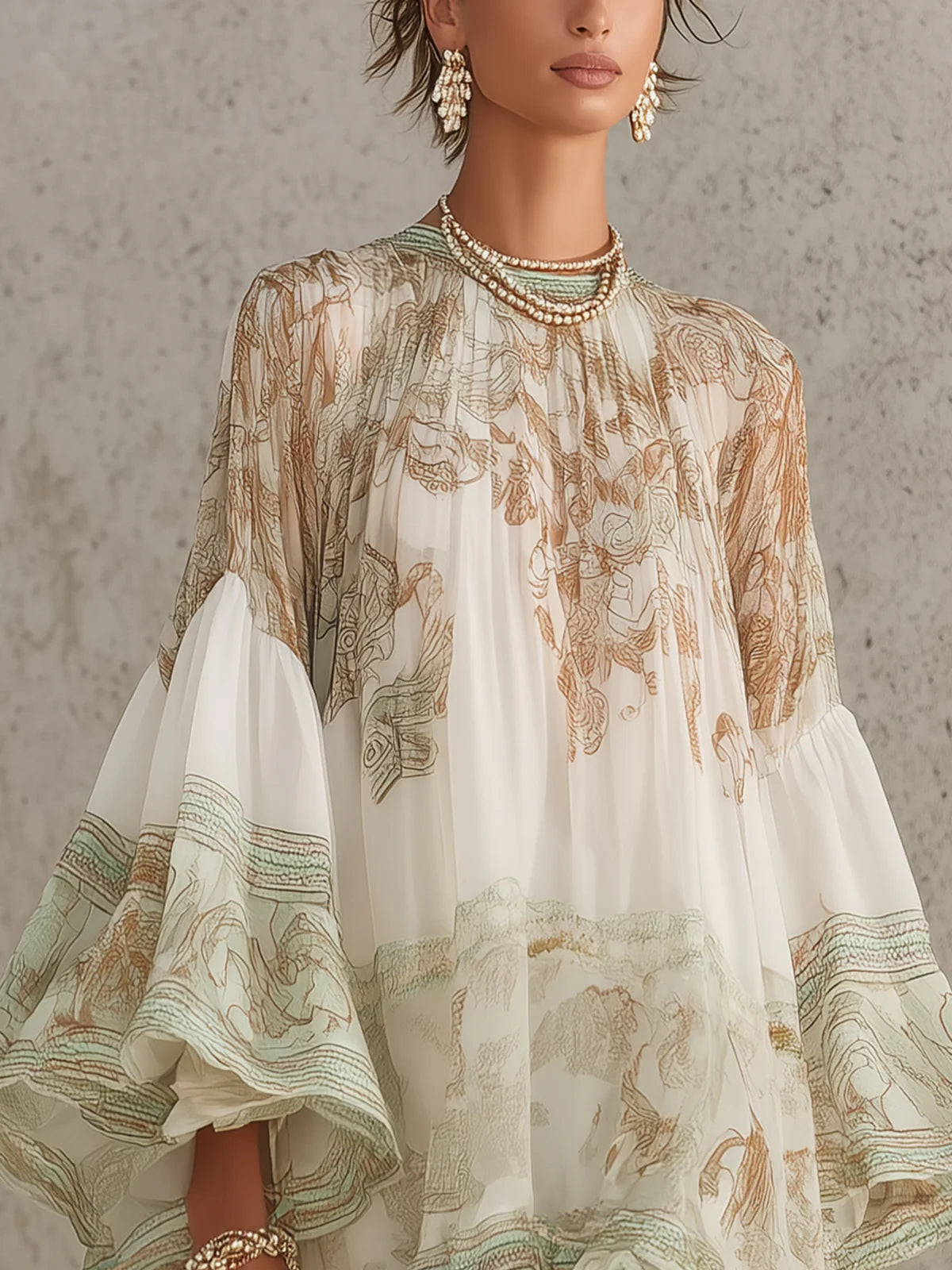 Mirabel | Mini Abito Boho Avorio con Orlo Asimmetrico