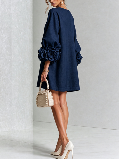 Aurora | Miniabito abbottonato con polsini floreali