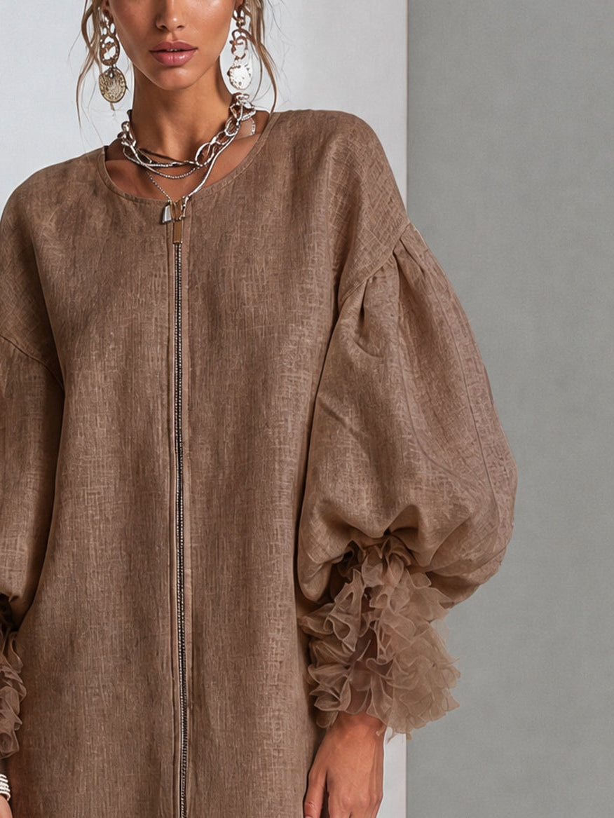 Rebecca | Miniabito con zip e maniche a palloncino