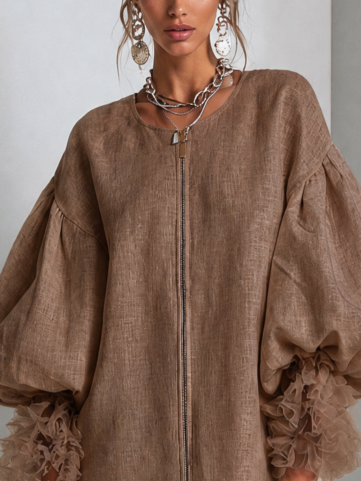 Rebecca | Miniabito con zip e maniche a palloncino