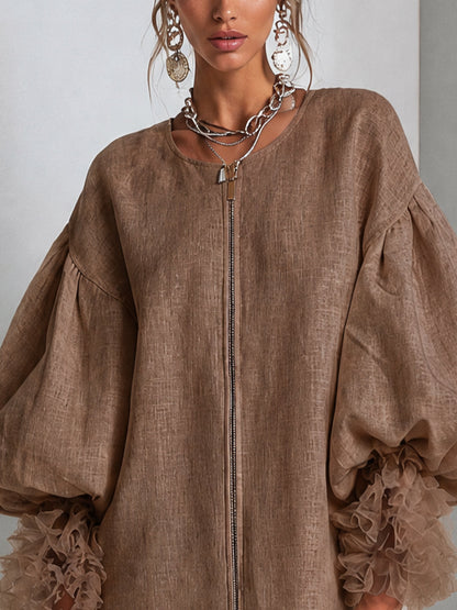 Rebecca | Miniabito con zip e maniche a palloncino