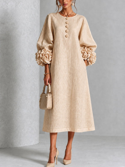 Rosanne | Abito midi con polsini a rosetta