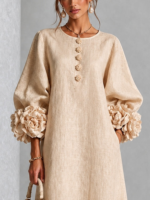 Rosanne | Abito midi con polsini a rosetta