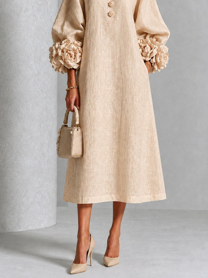 Rosanne | Abito midi con polsini a rosetta