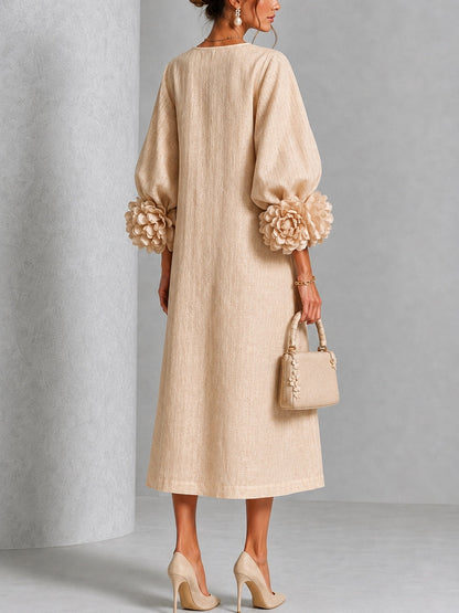 Rosanne | Abito midi con polsini a rosetta