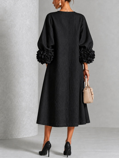 Adriana | Abito midi con polsini floreali