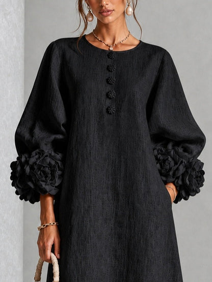 Adriana | Abito midi con polsini floreali