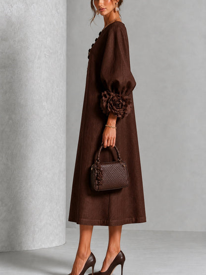 Beverly | Abito Midi con Polsini a Rosetta