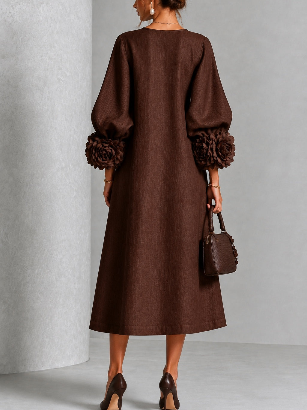 Beverly | Abito Midi con Polsini a Rosetta