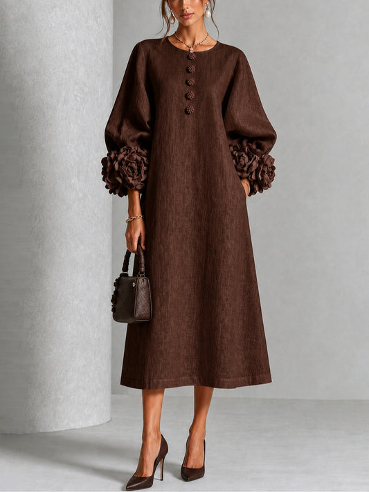 Beverly | Abito Midi con Polsini a Rosetta