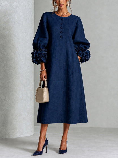 Danica | Abito midi con polsini floreali