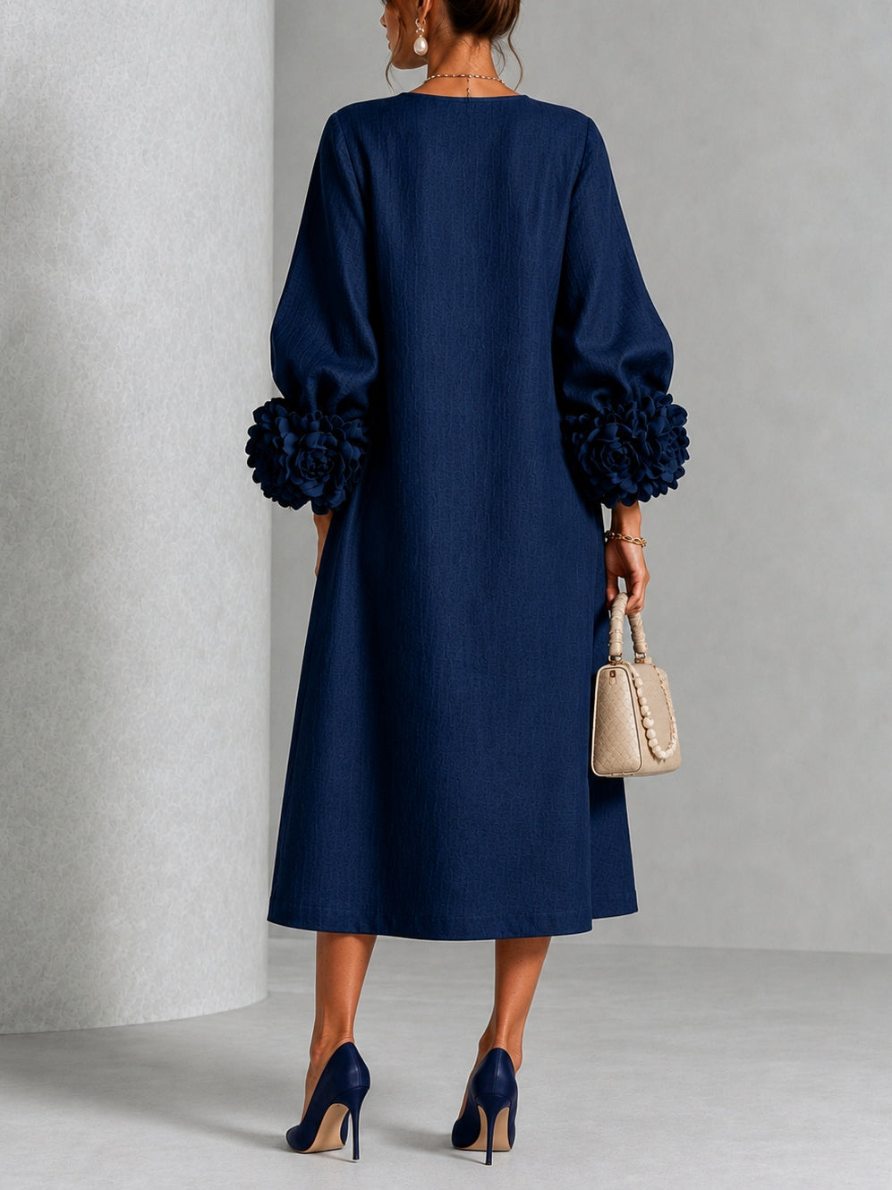 Danica | Abito midi con polsini floreali