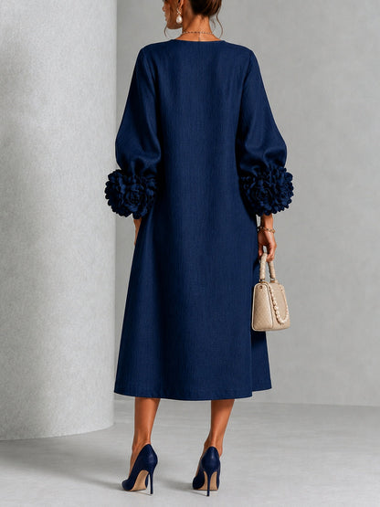 Danica | Abito midi con polsini floreali