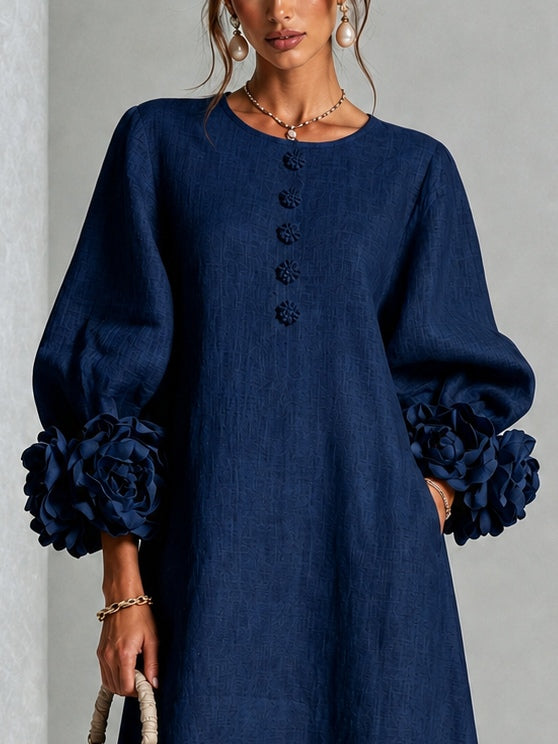 Danica | Abito midi con polsini floreali