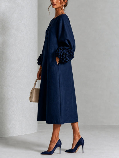 Danica | Abito midi con polsini floreali