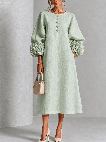Sienna | Abito midi con polsini floreali