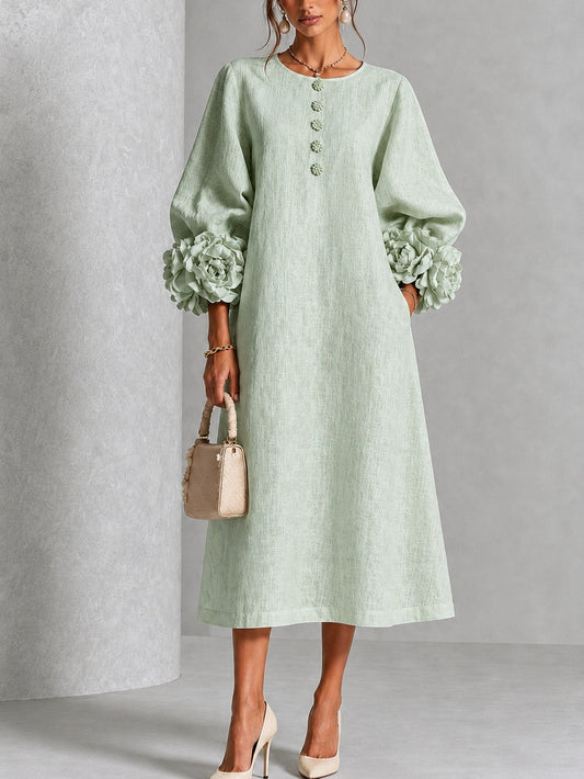Sienna | Abito midi con polsini floreali