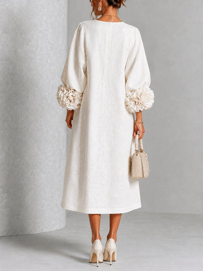 Henrietta | Abito Midi con Bottoni e Polsini a Fiori