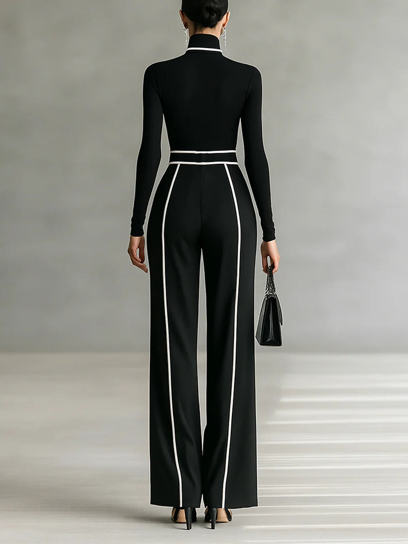 Emma | Completo elegante con collo alto e pantalone ampio